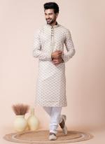 Mono Cotton  White Festival Wear Printed Readymade Kurta Pajama